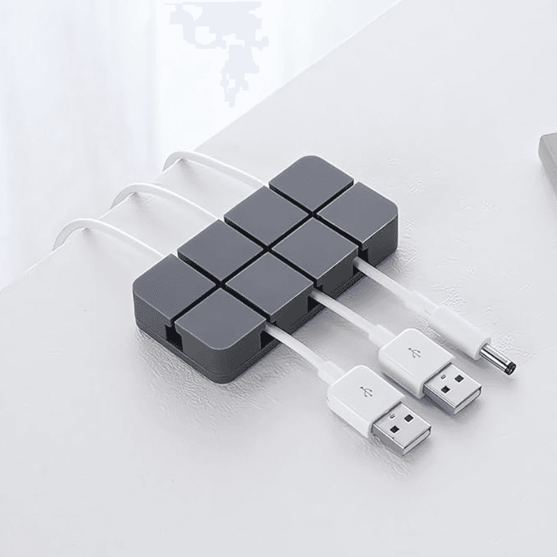 Conjunto de 8 porta-cabos organizadores para manter fios de carregadores e cabos USB organizados na mesa
