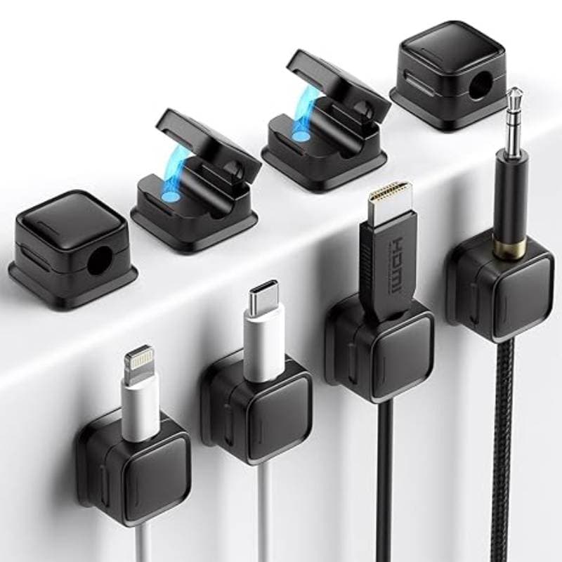 Organizadores de mesa para cabos e fios - Organizador de cabos e fios com sistema de clips para manter sua mesa livre de emaranhados