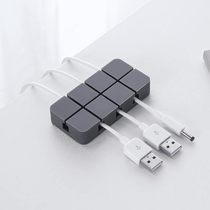 Porta-cabos organizador de fios auto-adesivo com clipes para fixação de cabos USB, fones de ouvido e carregadores na mesa de trabalho